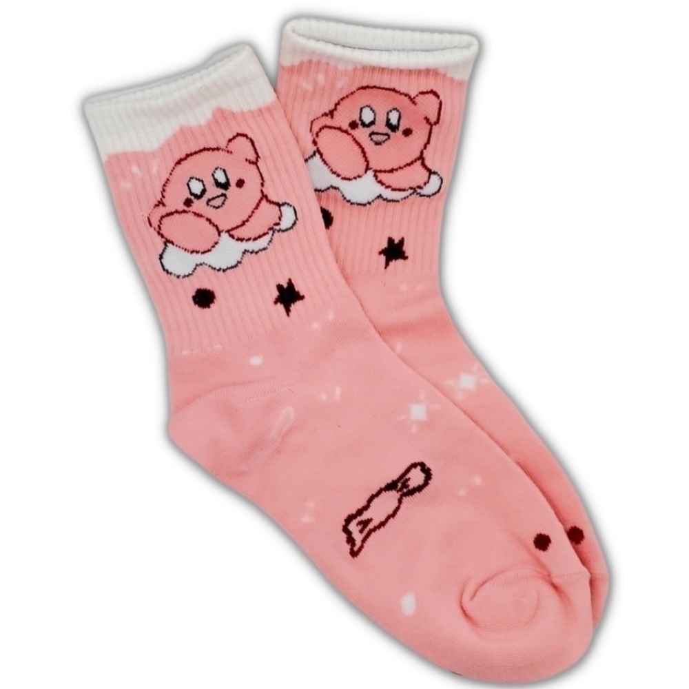 Nintendo Kirby on a Cloud Socks O/S Pink & White